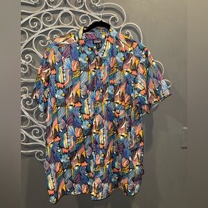 Men’s Patagonia colorful abstract design button front shirt sz XXL